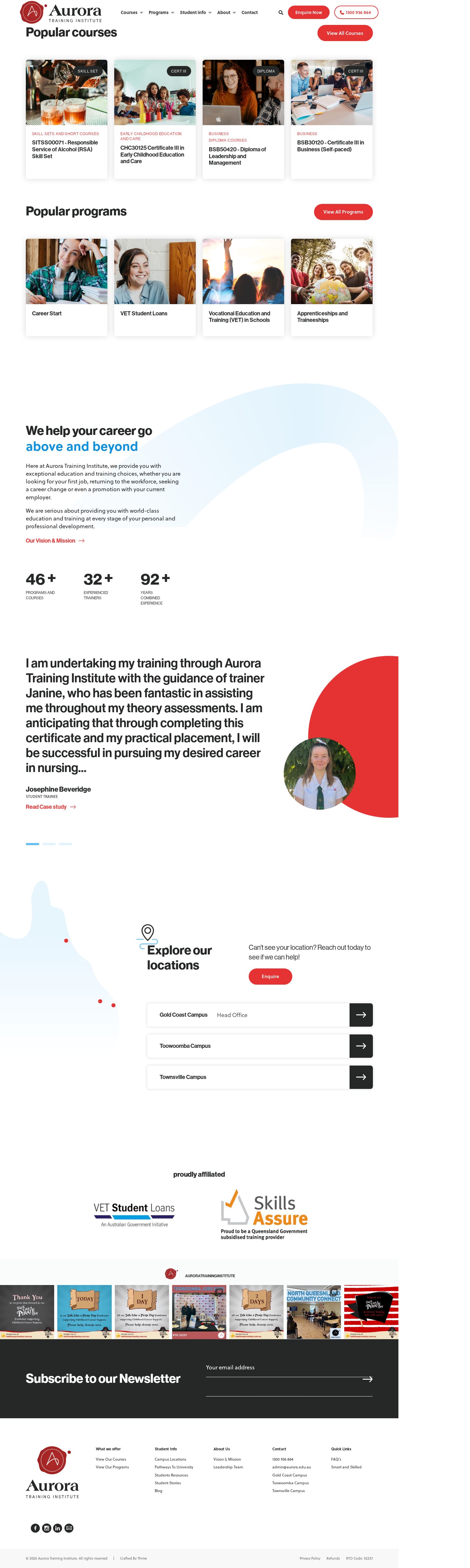 Aurora Training Institute website