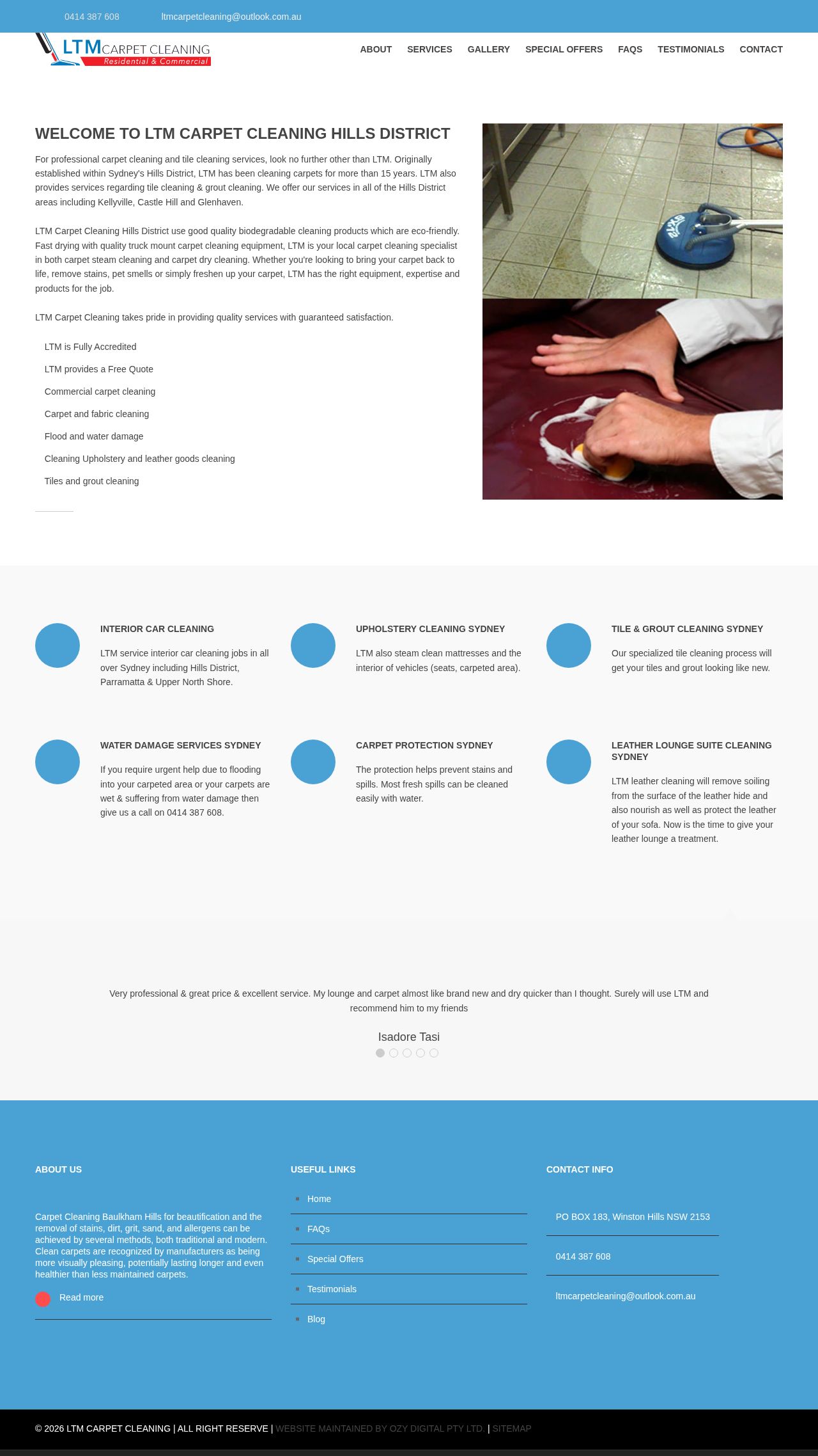 LTM Carpet Cleaning website