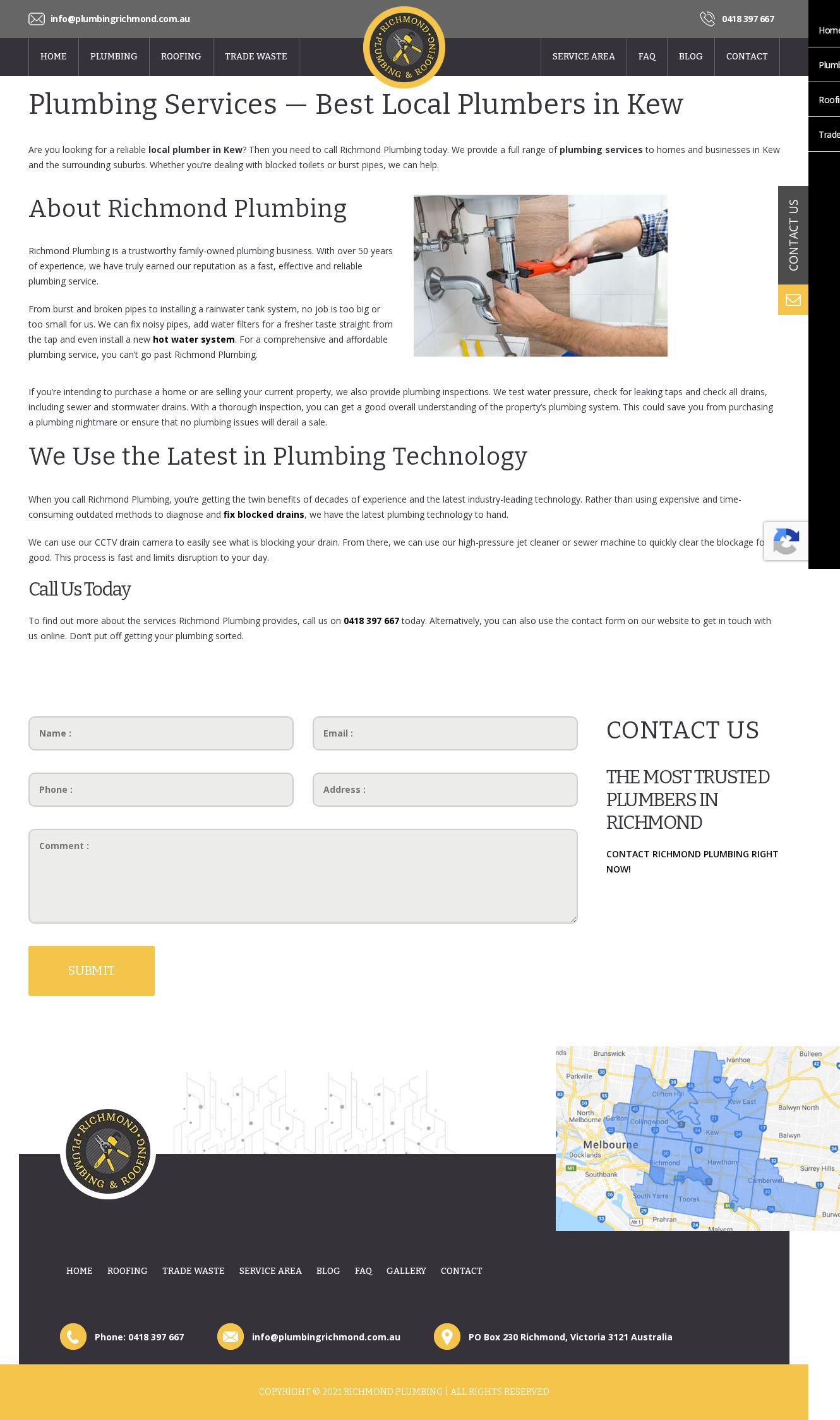 Plumbers Kew website