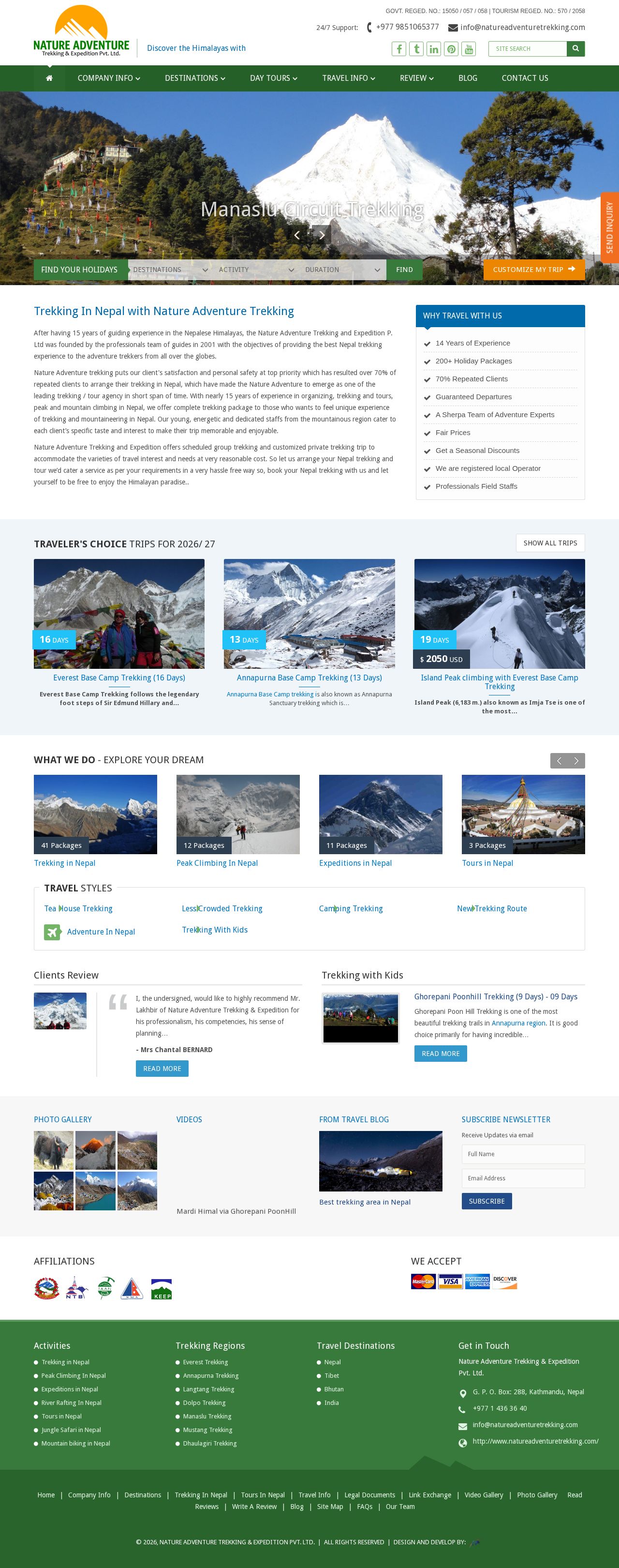 Nature Adventure Trekking & Expeditions website