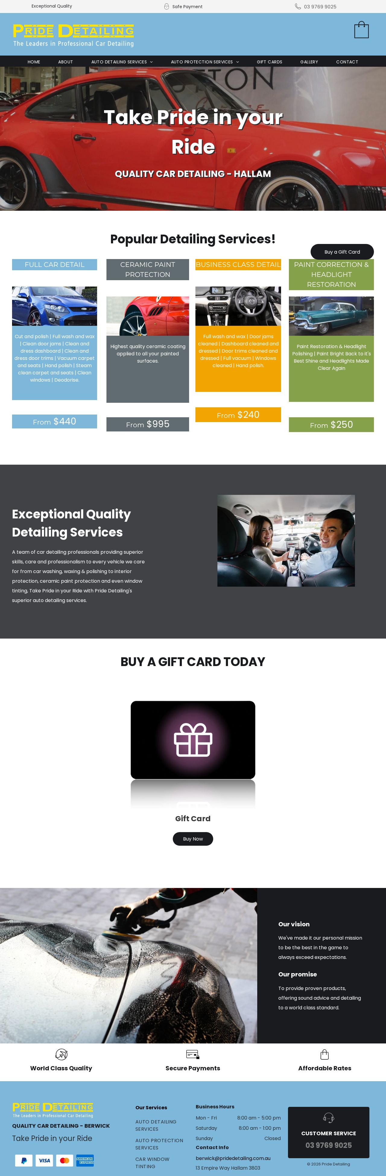 Pride Detailing-Car Detailing Services Pakenham website