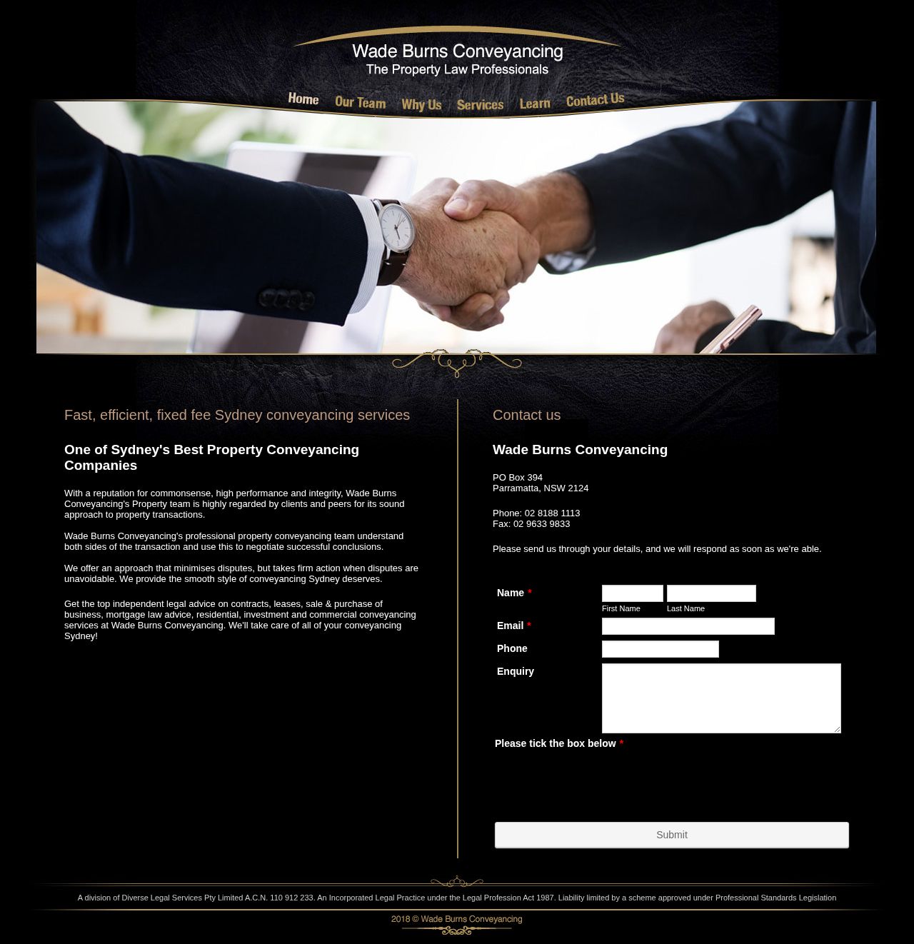 Wade Burns Property Law Professionals website