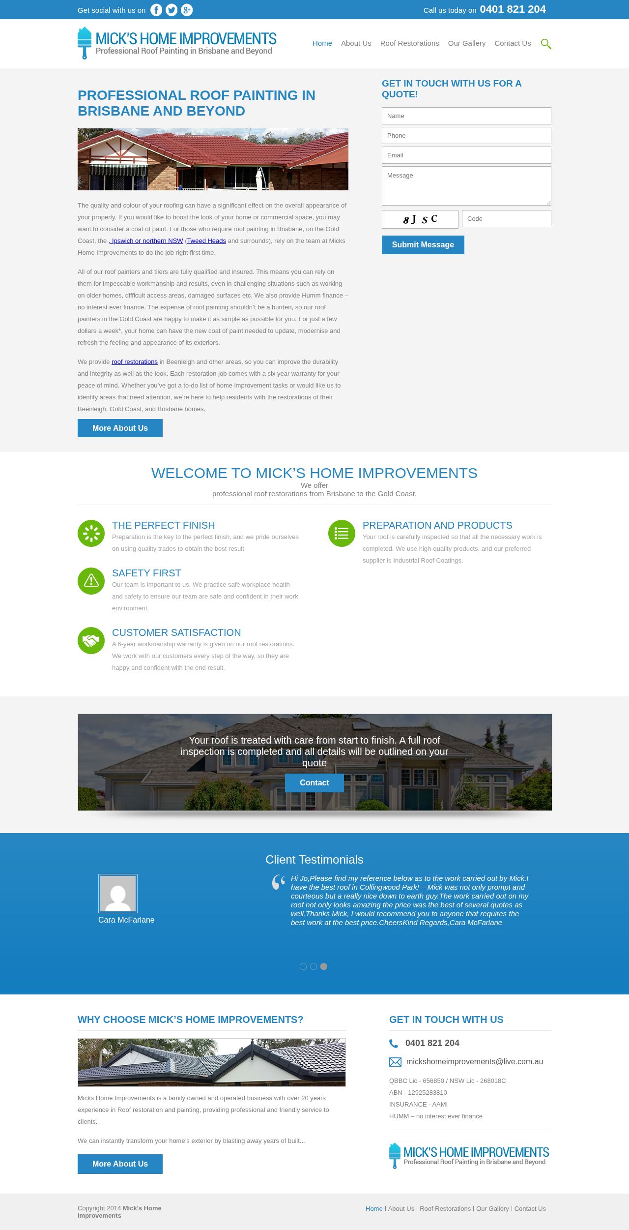 Micks Home Improvements website