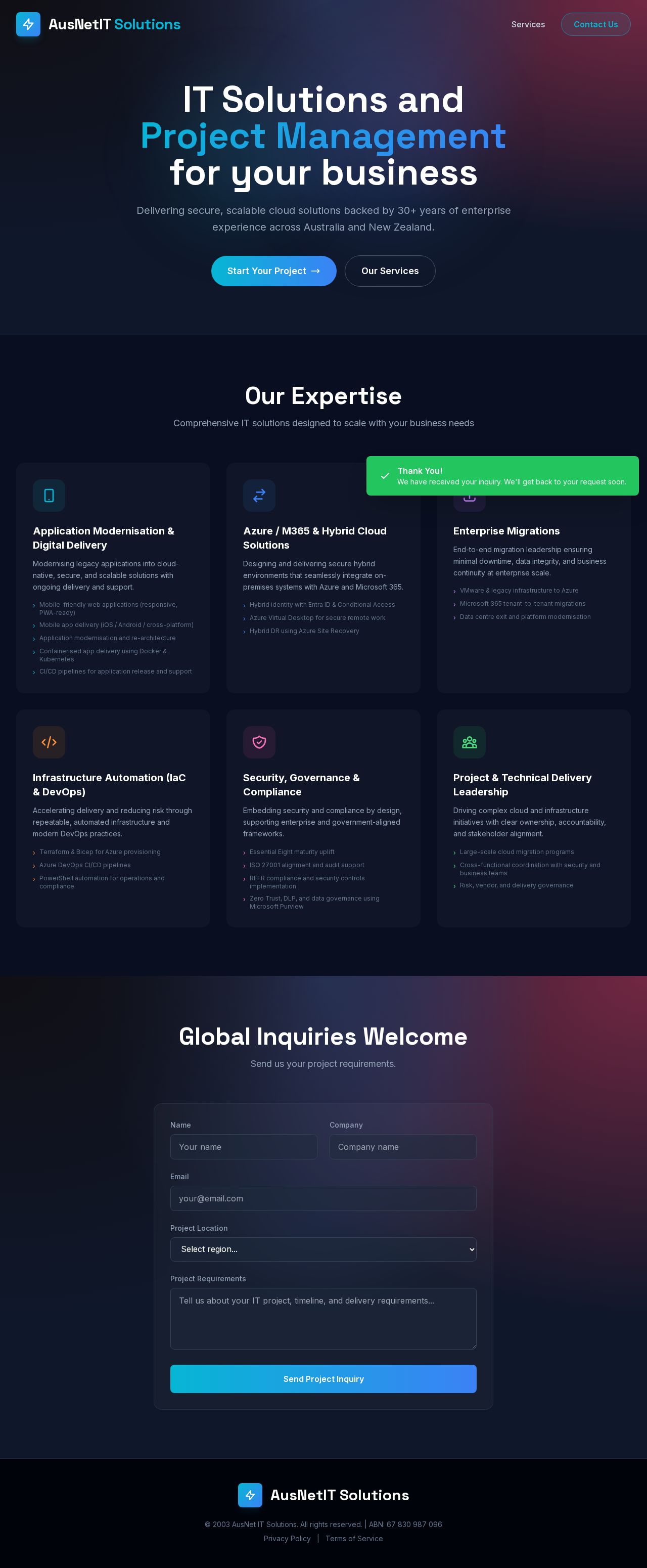 AusNetIT Solutions website