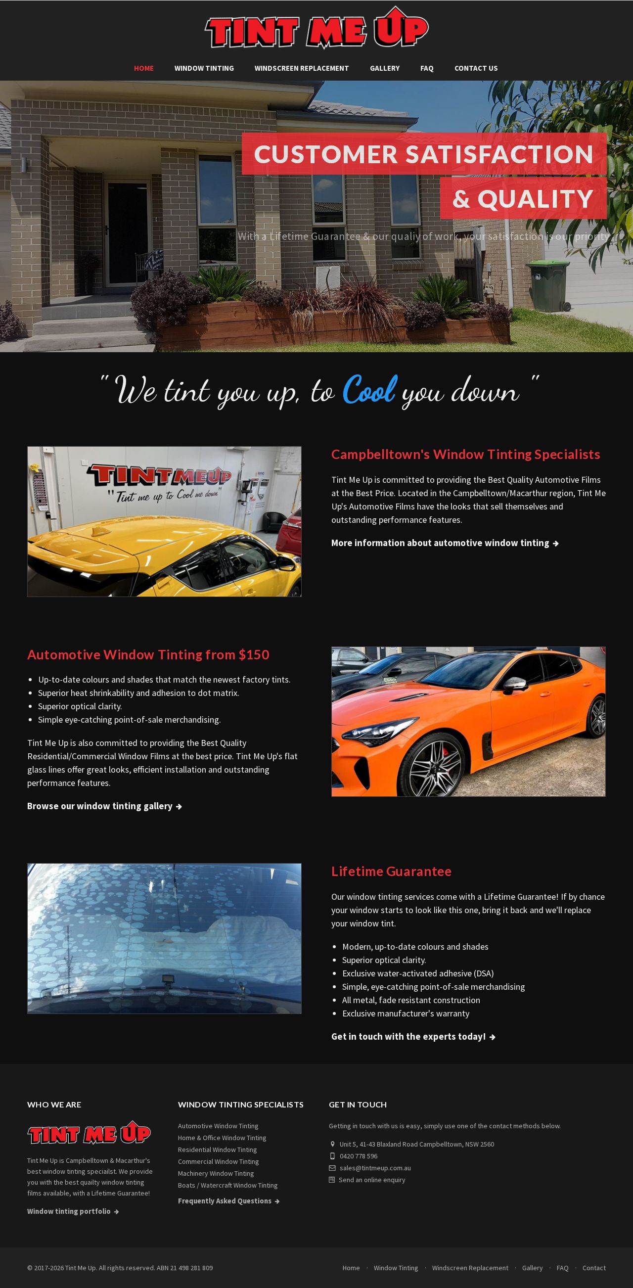 Tint Me Up | Window Tinting Service website
