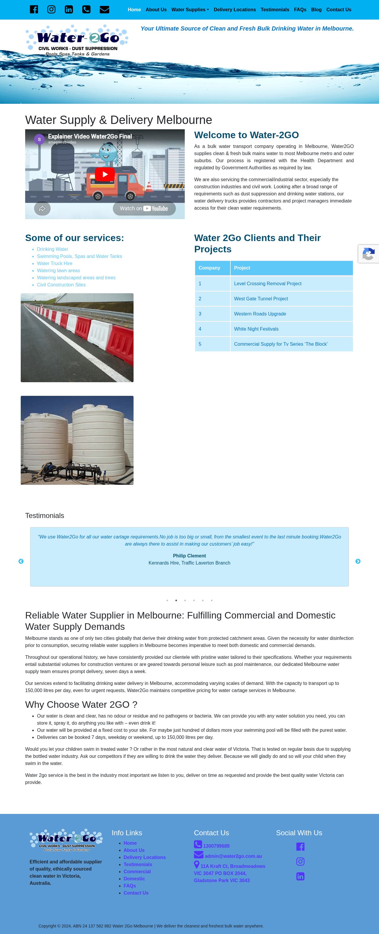 Water-2Go water suppliers website