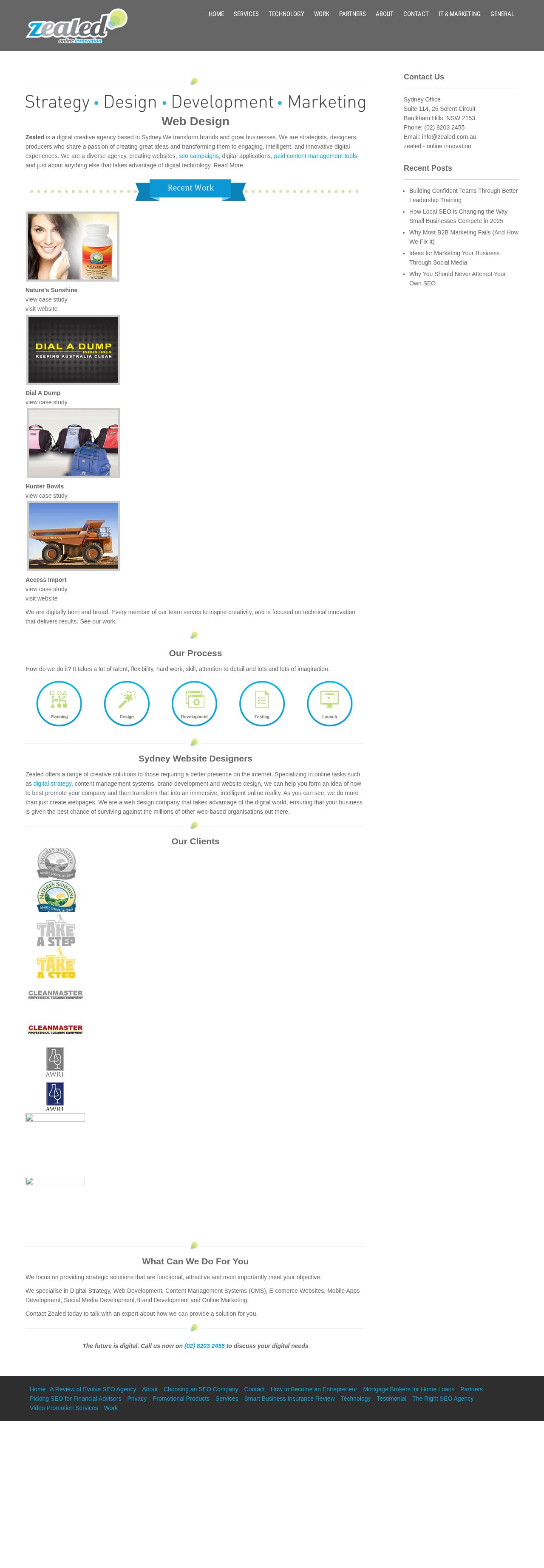 Zealed - Web Design Sydney website