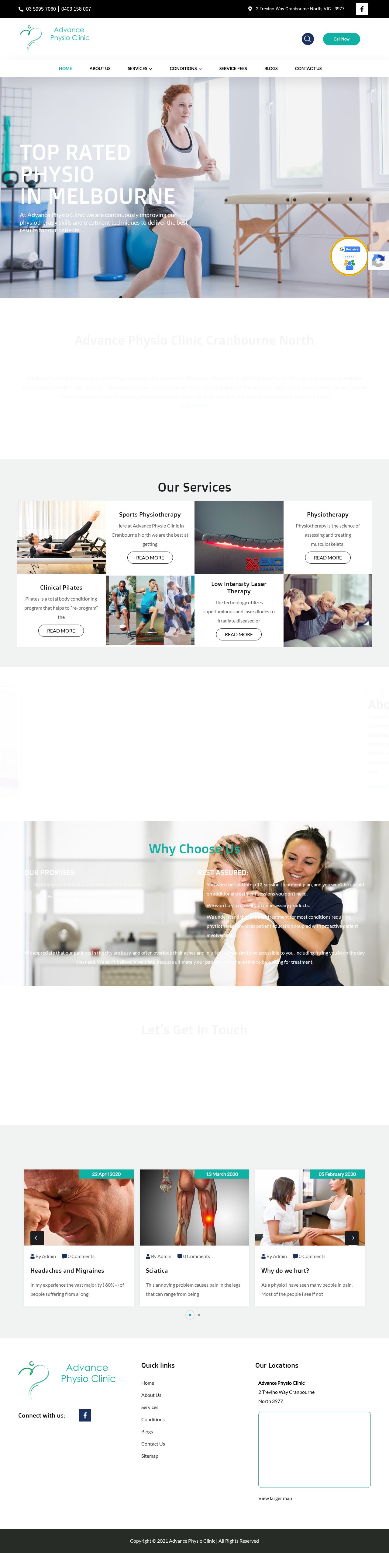 Advance Physio Clinic website