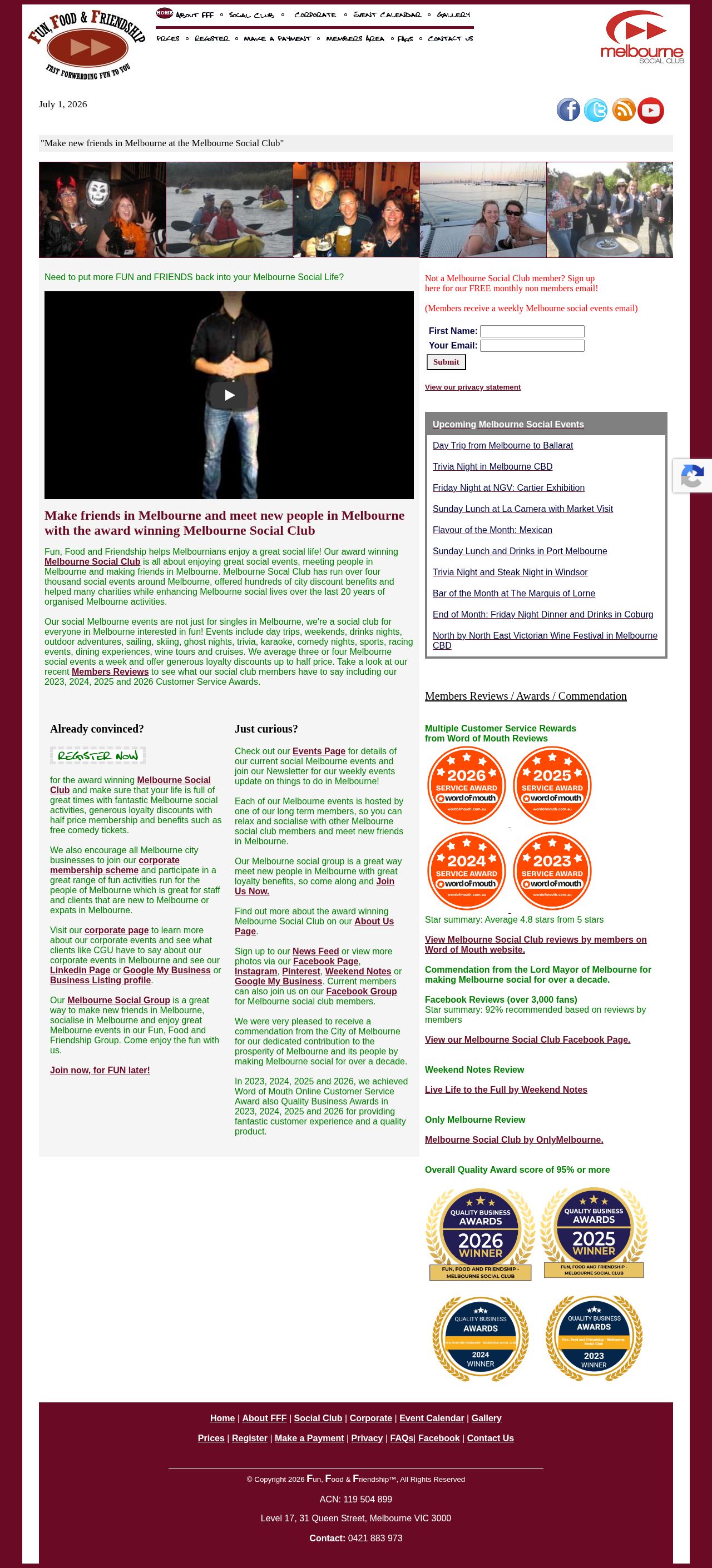 Melbourne Social Club website