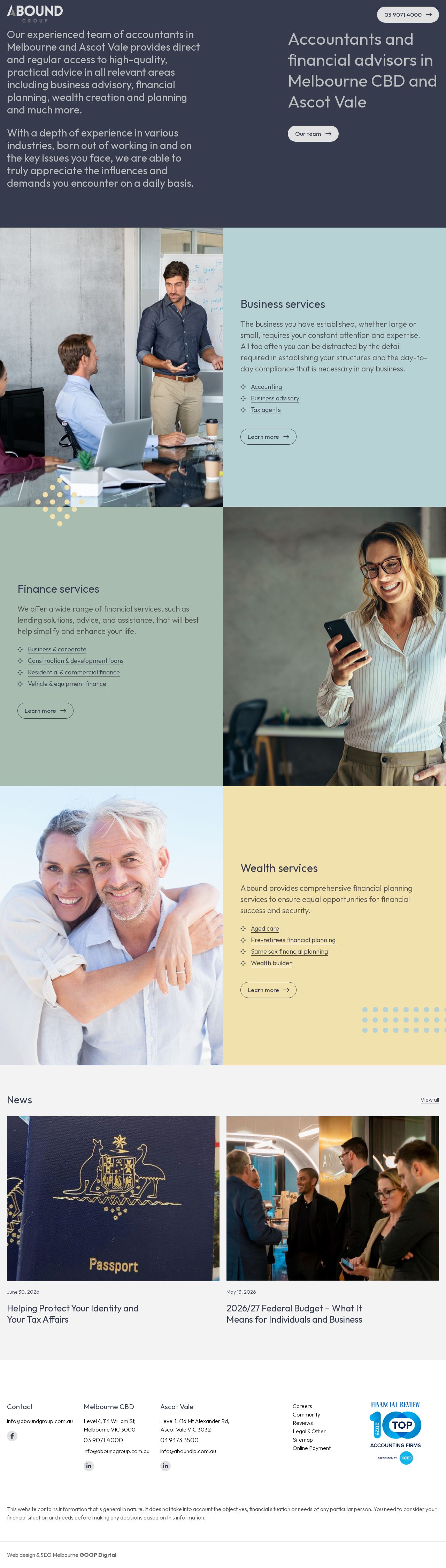 Abound Financial & Lifestyle Planning website