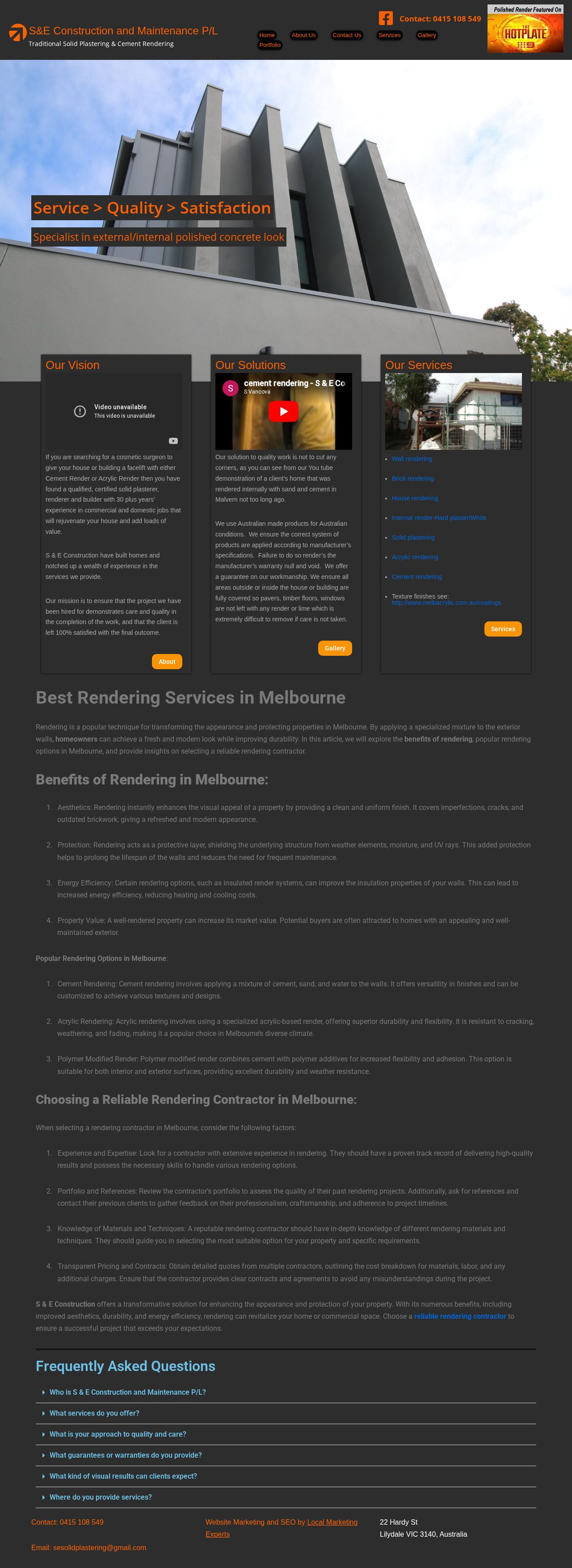 S&E Construction and Maintenance P/L website