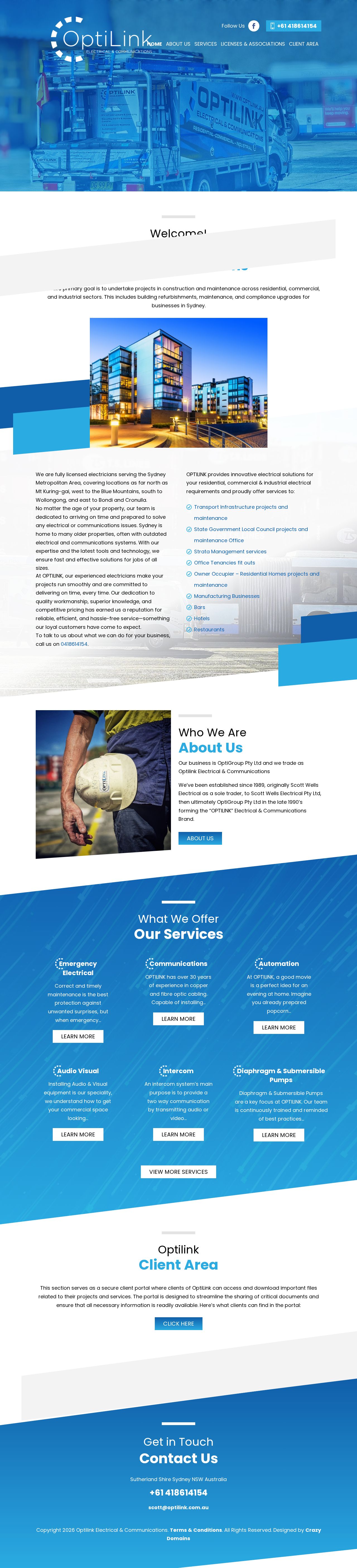 Optilink Electrical & Communication website
