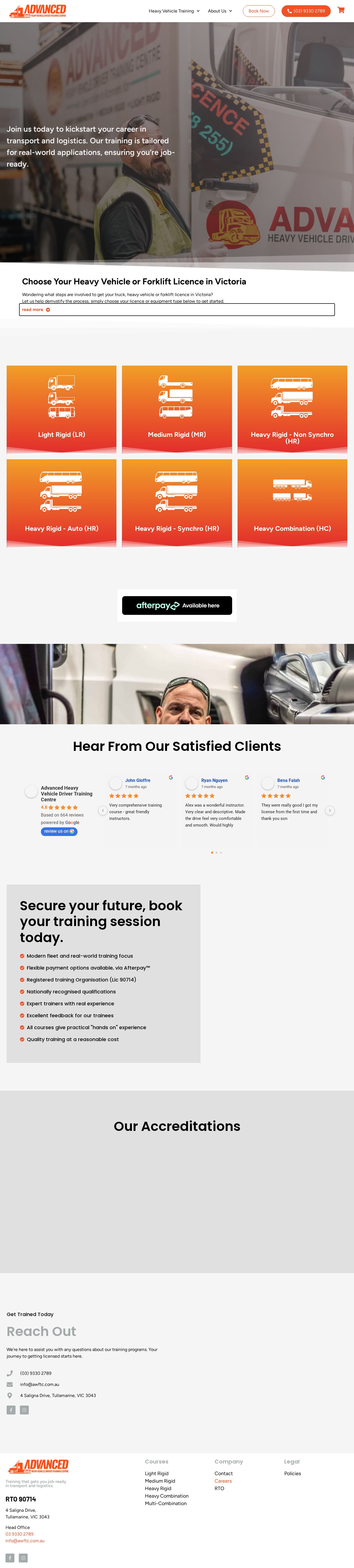 Advanced Heavy Vehicle Driver Training Centre website