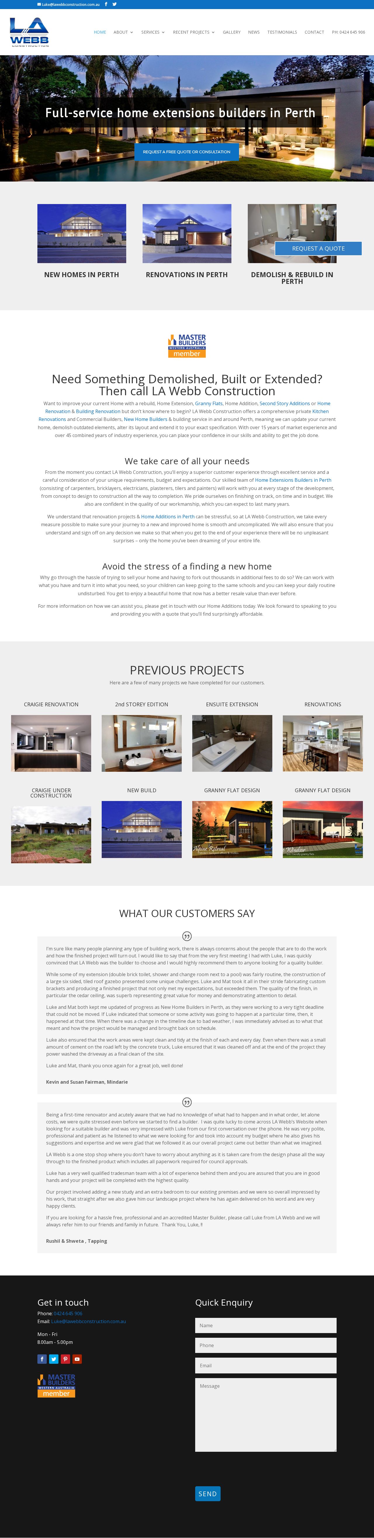 LA Webb Construction website