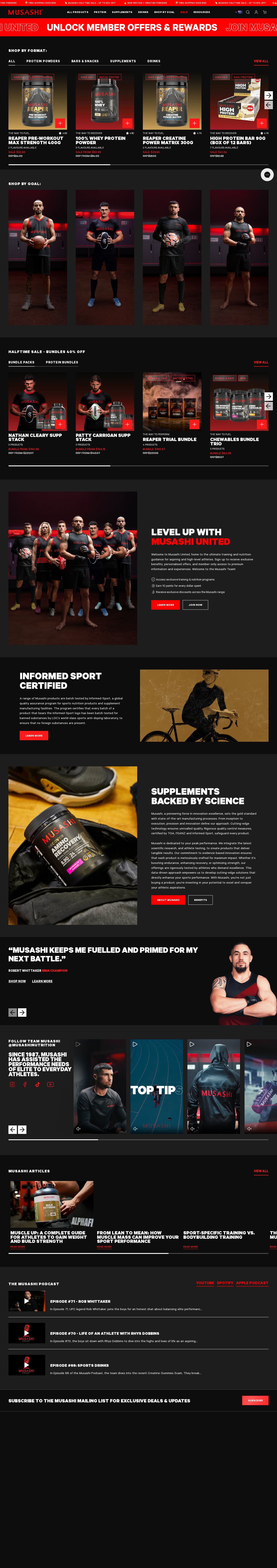 Musashi Sports, Nutrition & Bodybuilding Supplements - Sport Supplement Australia website
