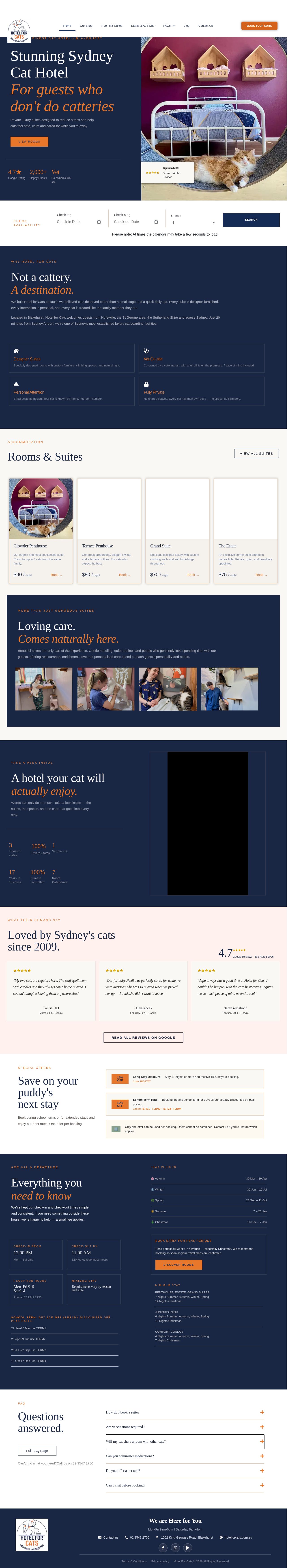 Hotel for Cats website