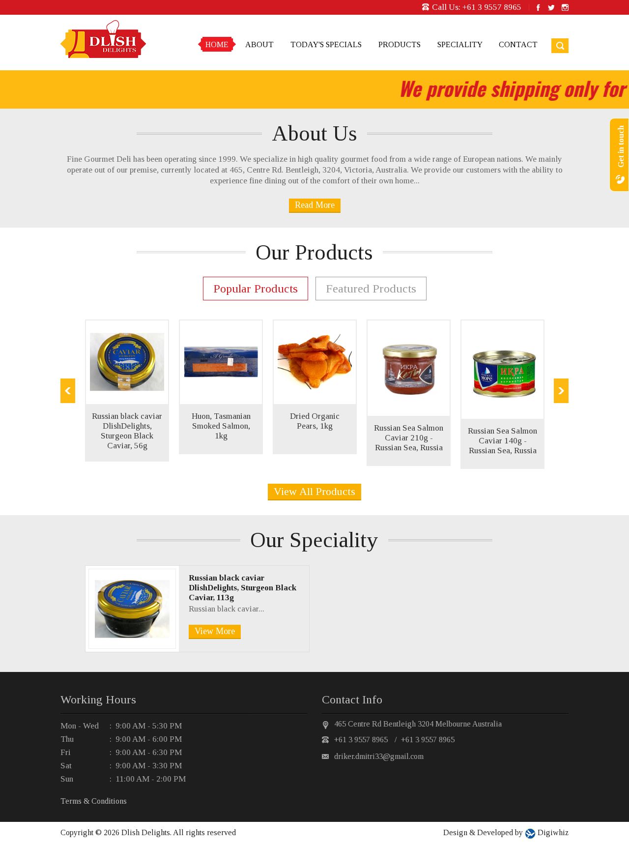 FINE GOURMET DELI website