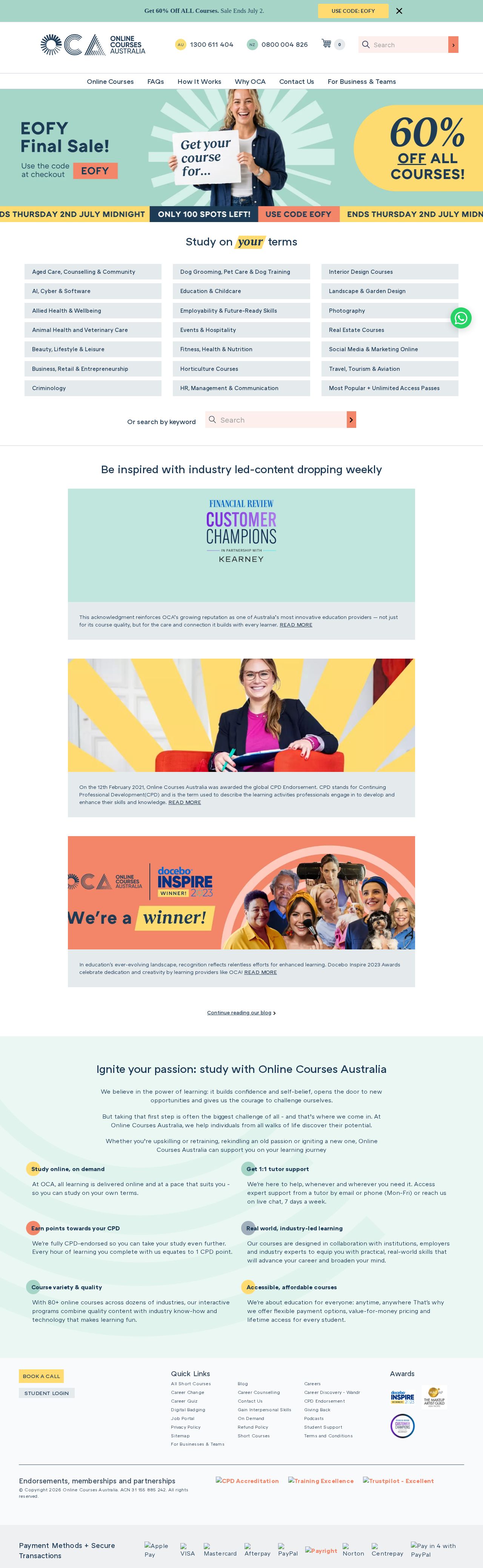 Online Courses Australia website