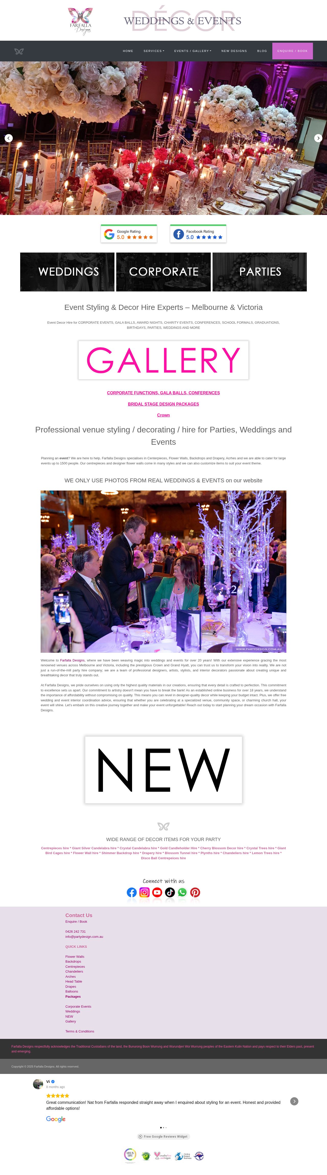 Party and Wedding Design website