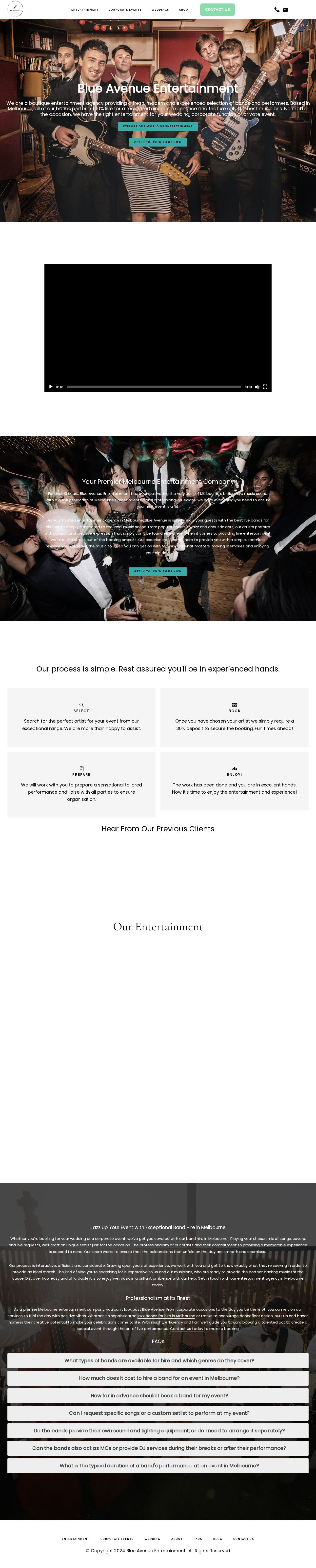 Blue Avenue Entertainment website