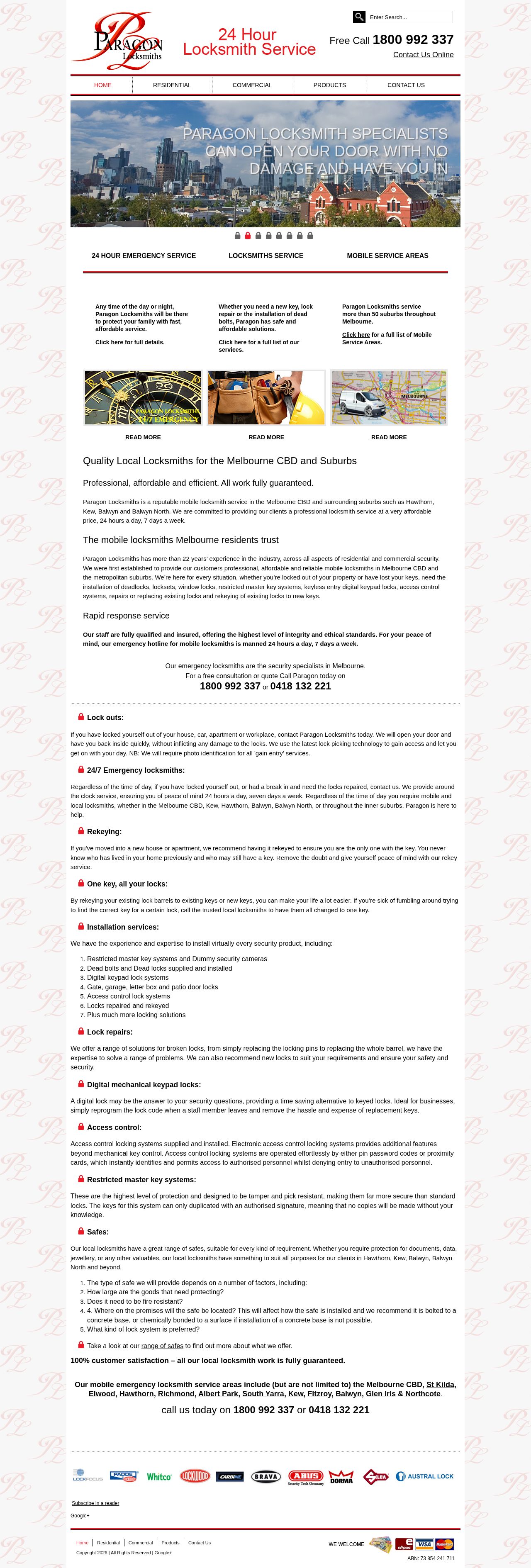 Paragon Locksmiths website