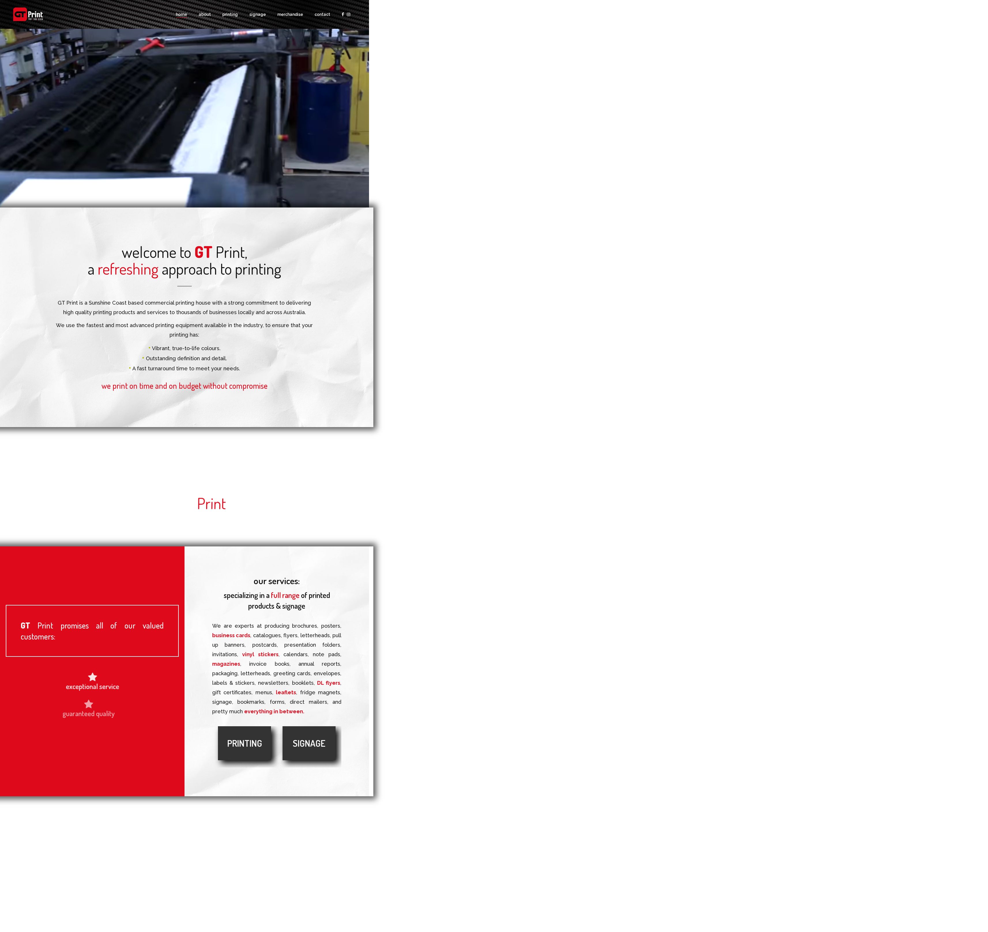 GT Print and Design Sunshine Coast website