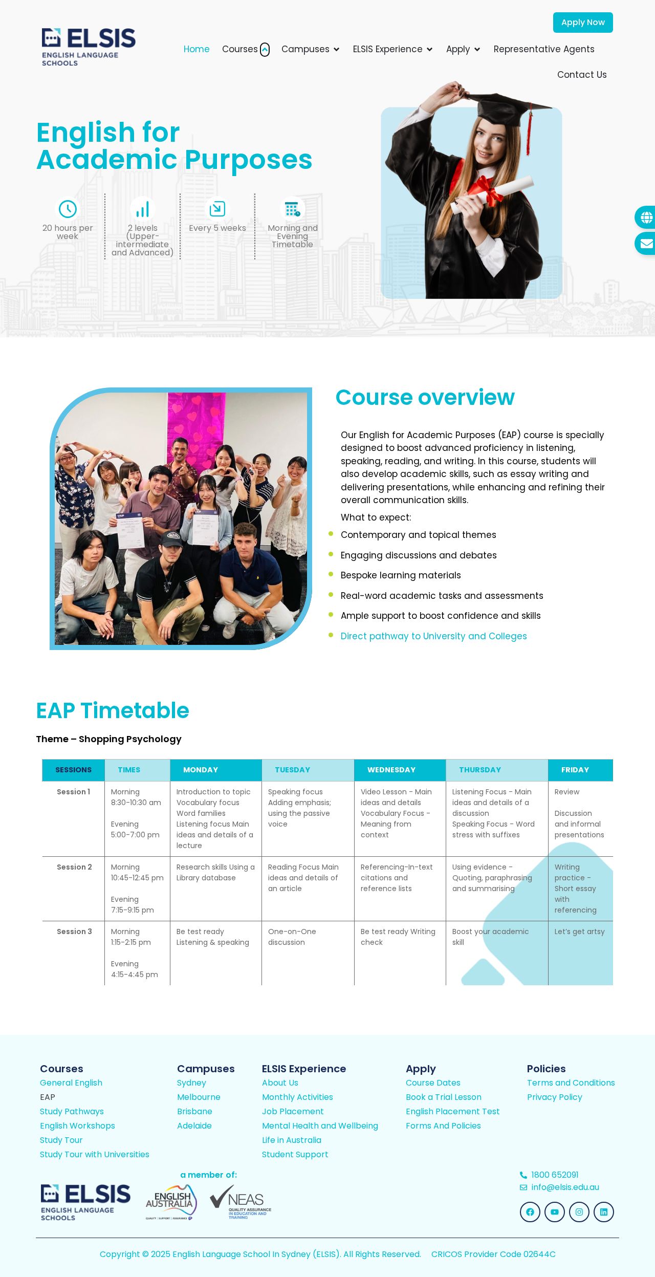Academic English Course Sydney website