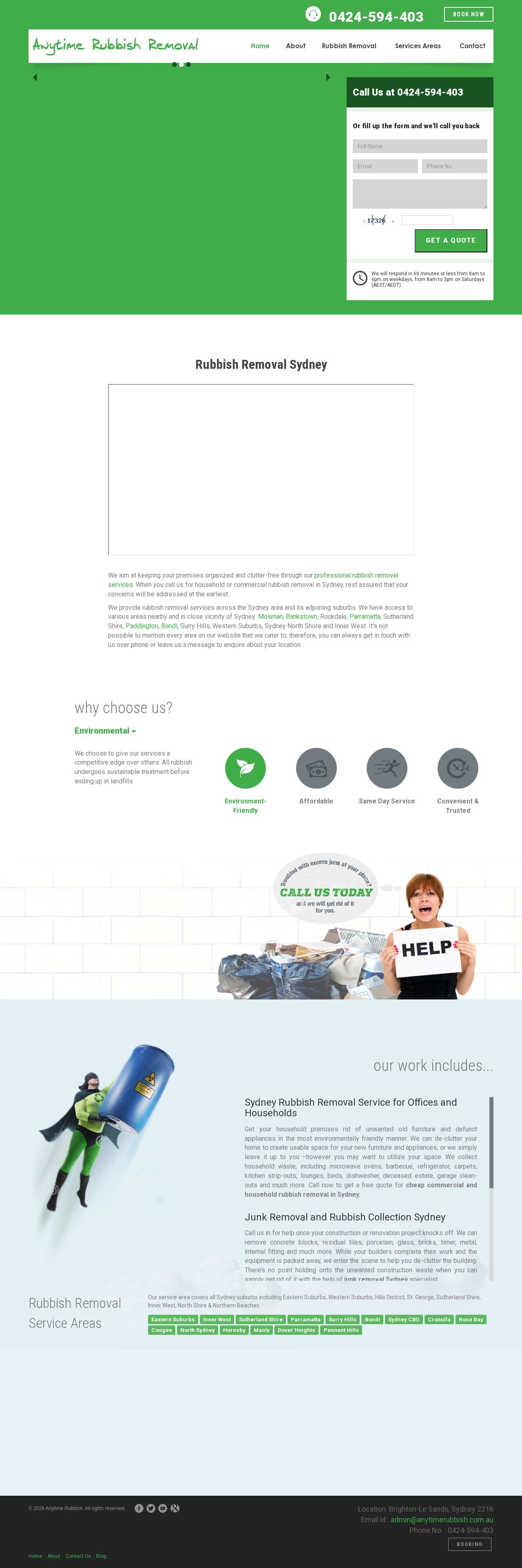 Anytime Rubbish website