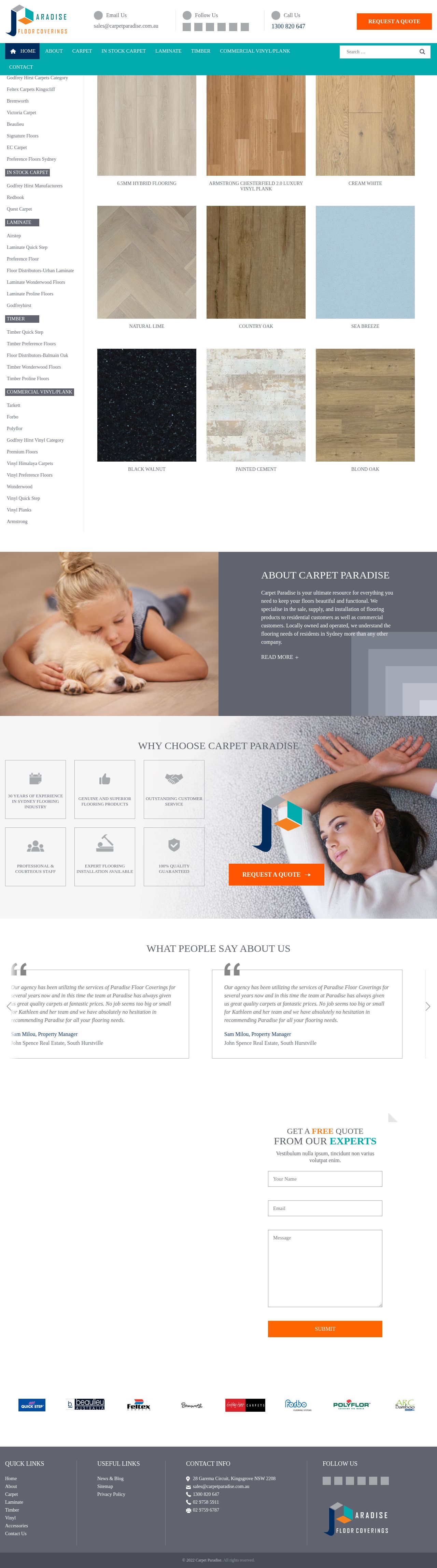Paradise Floor Coverings website
