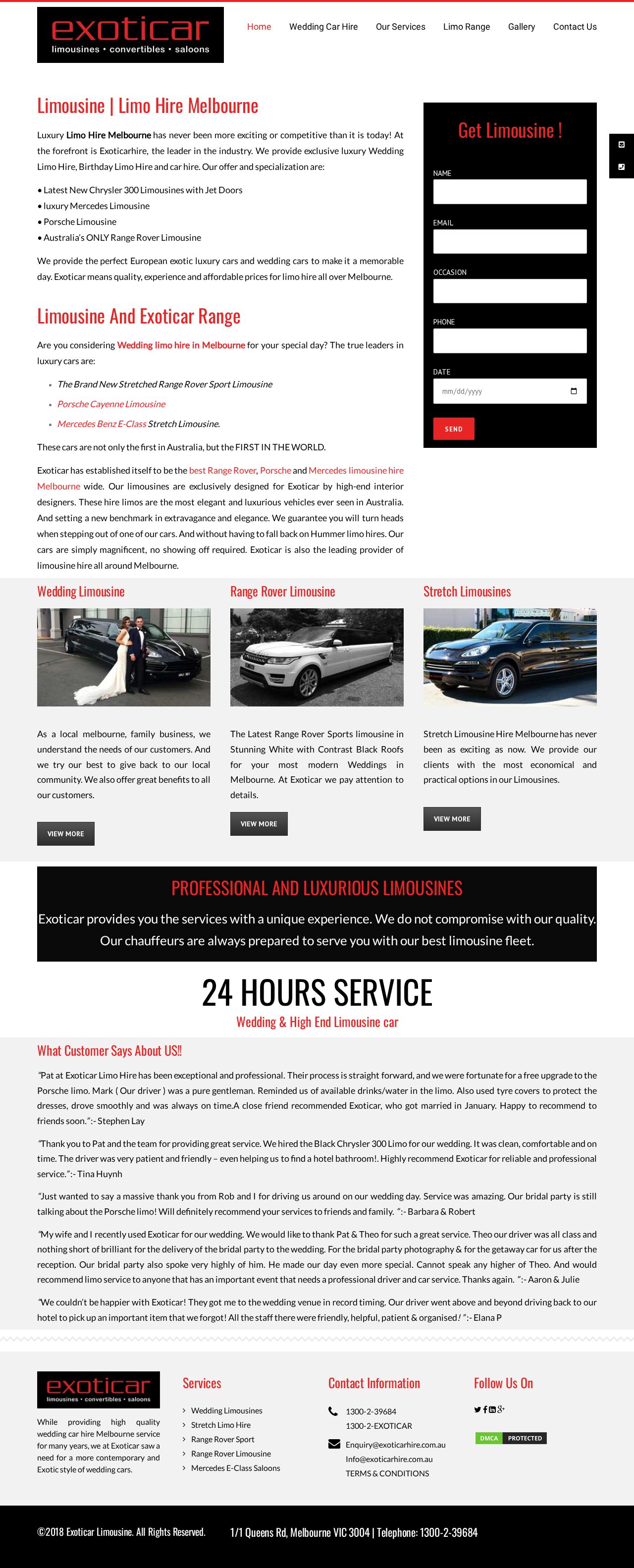 Limo Hire and wedding car hire Melbourne website