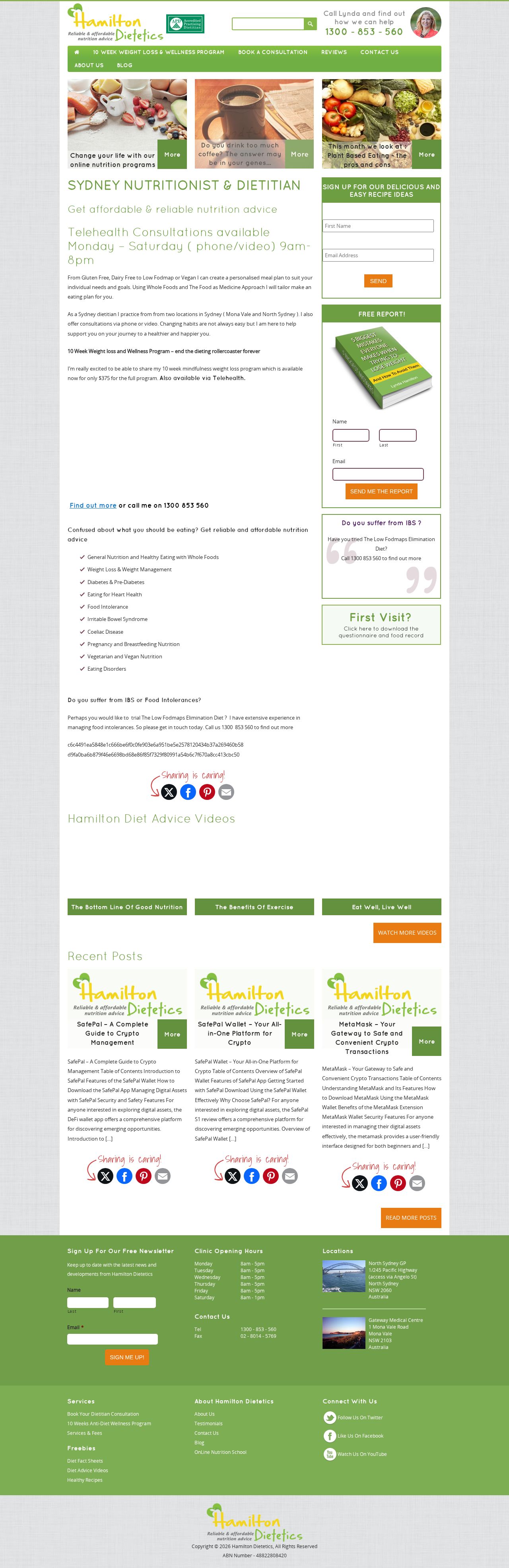 Hamilton Dietetics website