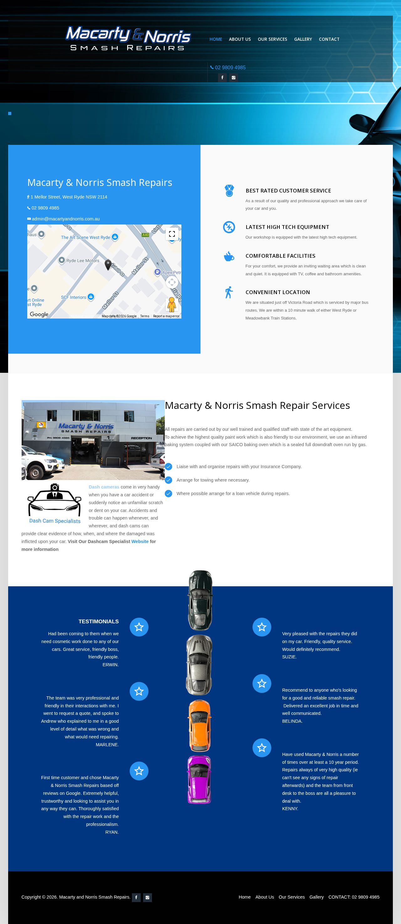 Macarty & Norris Smash Repairs website