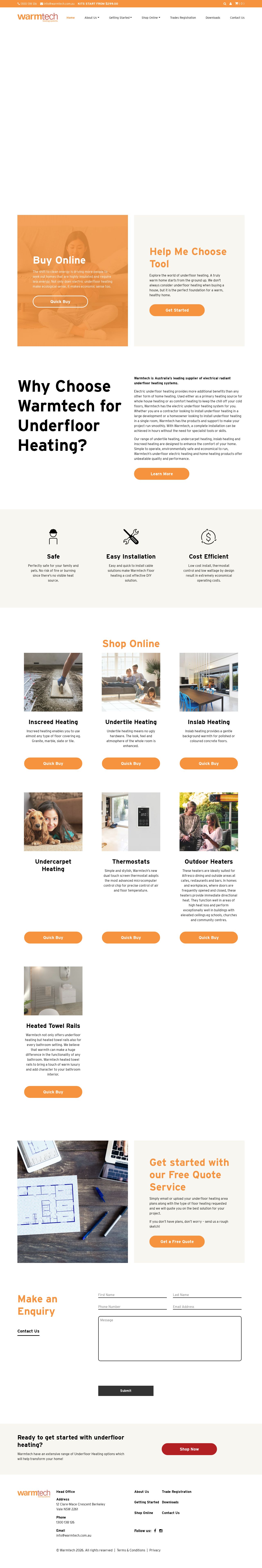 Warmtech - Underfloor Heating Specialists website