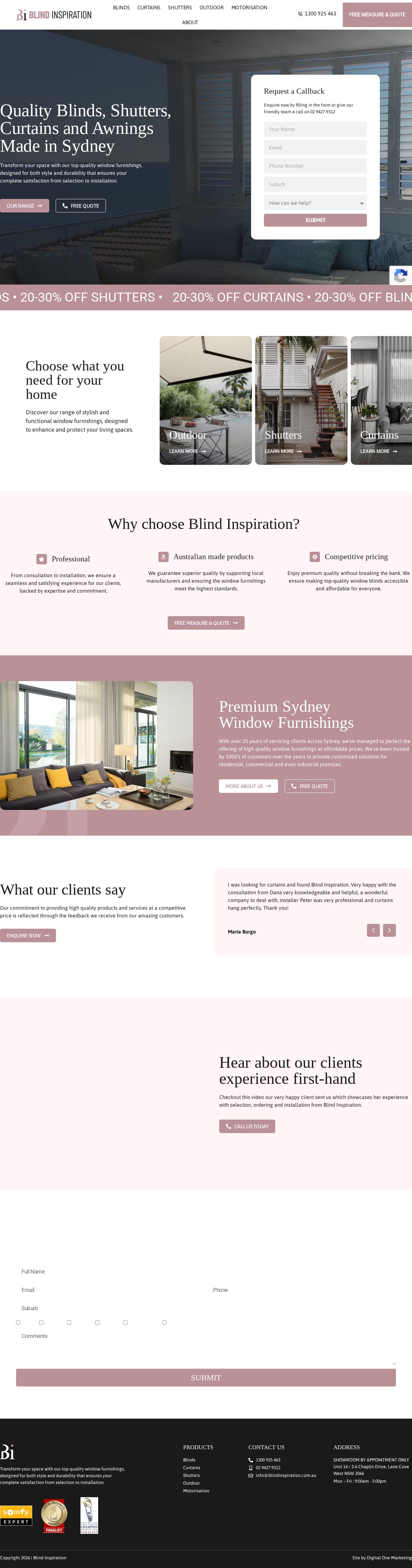 Blinds Sydney website