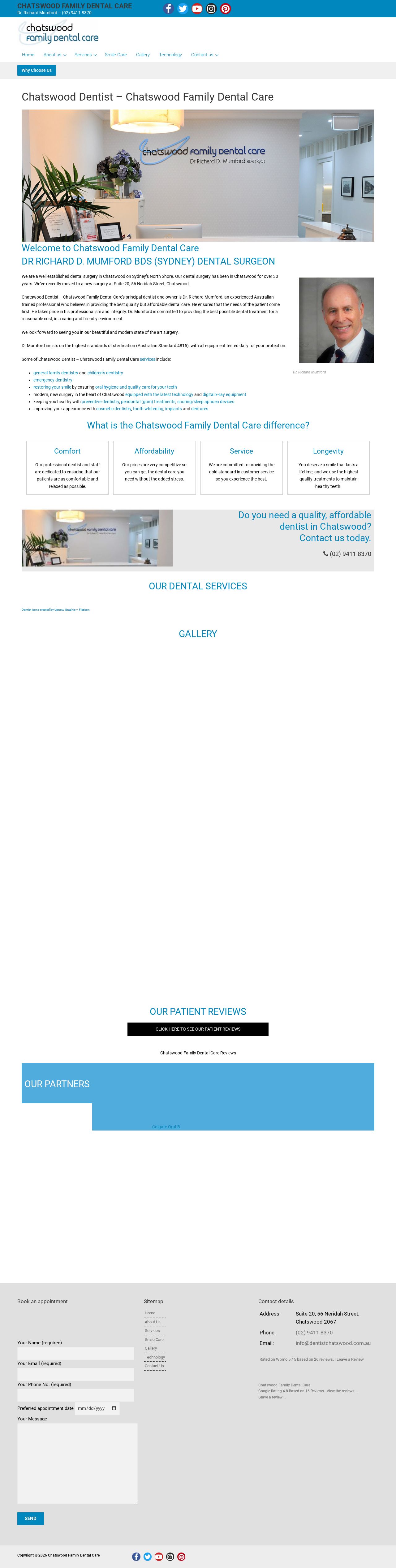 Chatswood Family Dental Care website