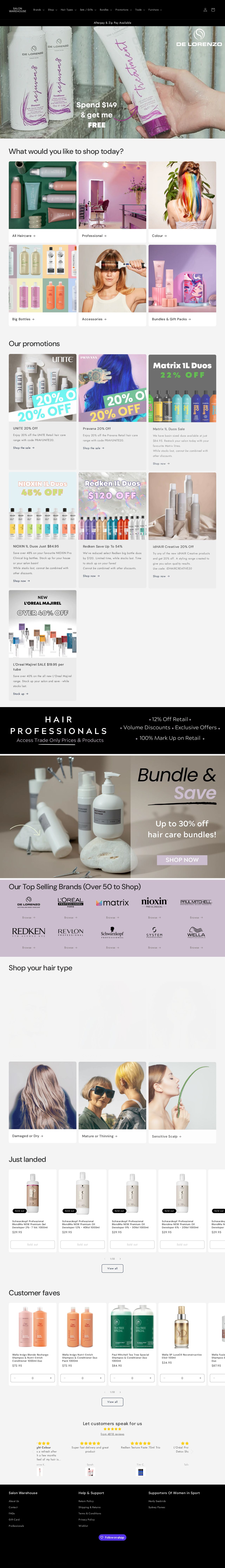Salon Warehouse Pty Ltd website