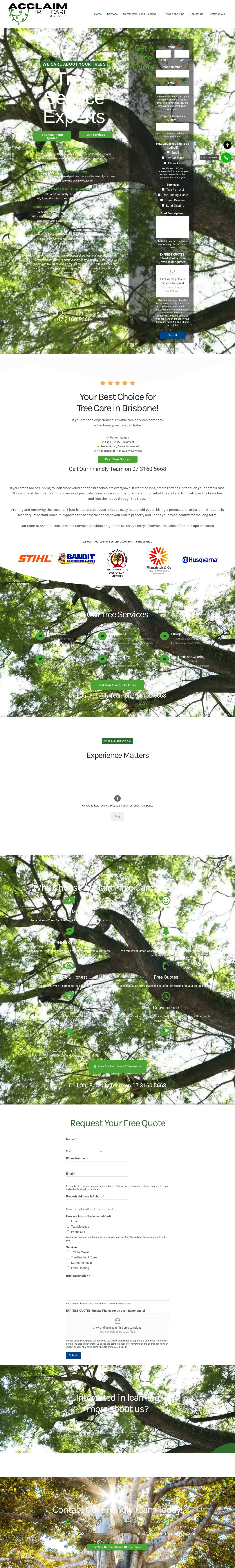 Acclaim Tree Care & Services website