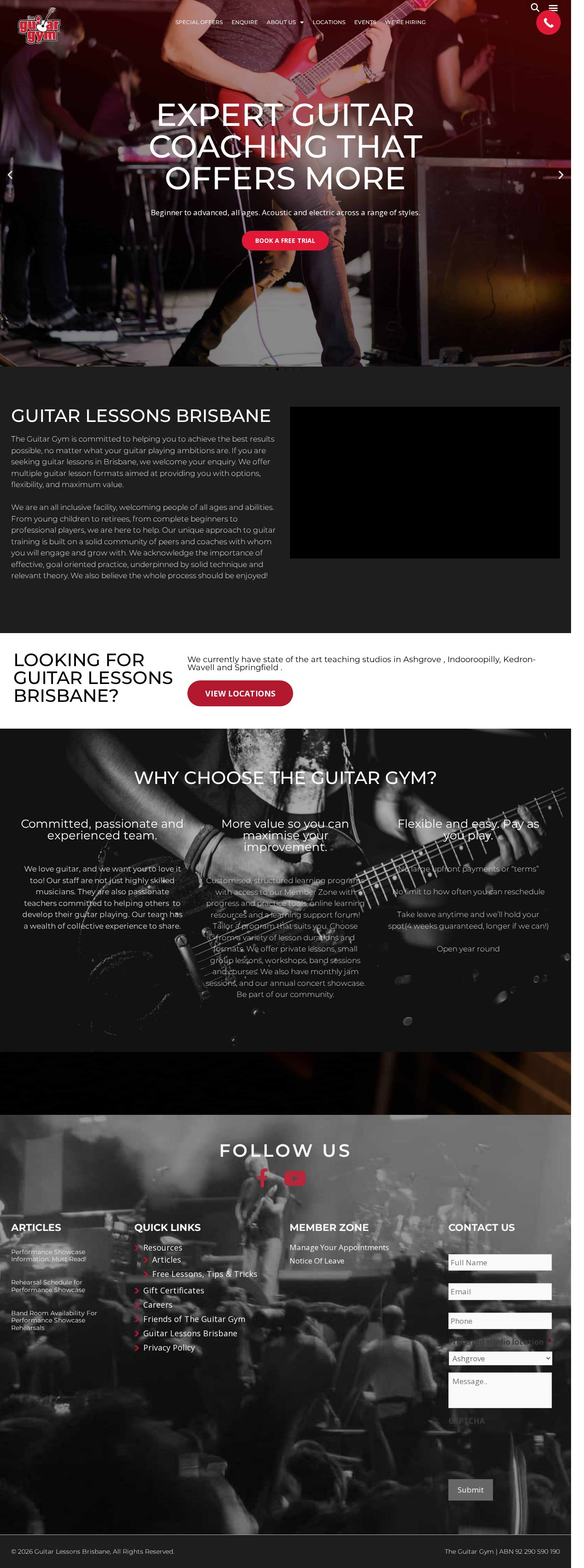 The Guitar Gym website