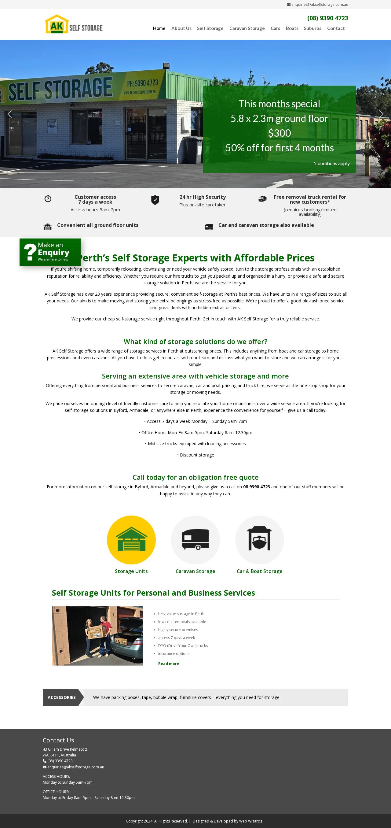 AK Self Storage website