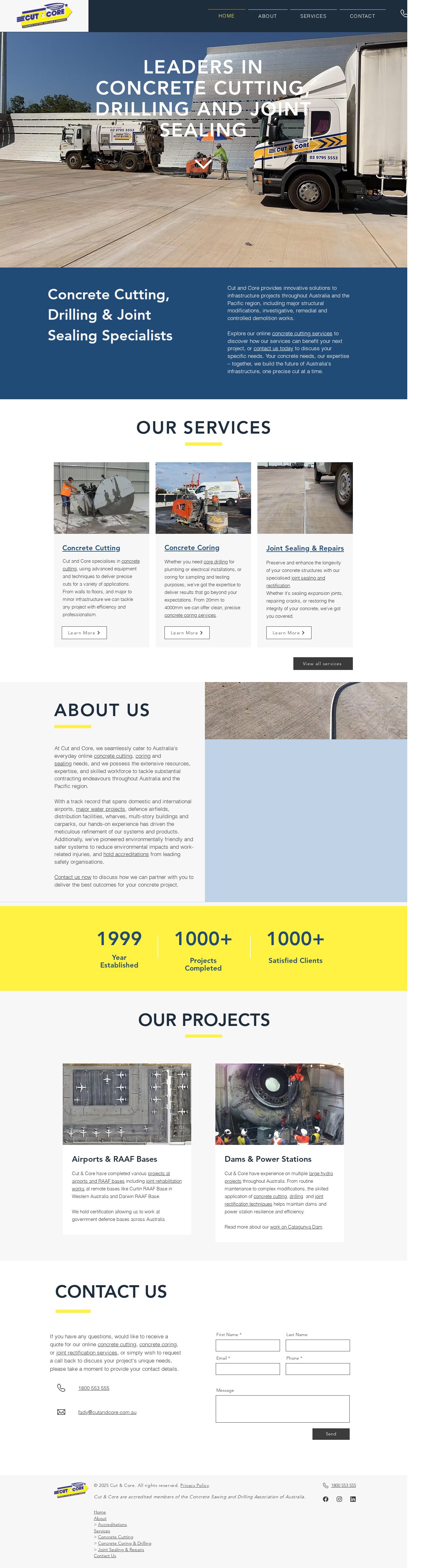 Cut & Core Concrete Cutting, Drilling & Grinding website