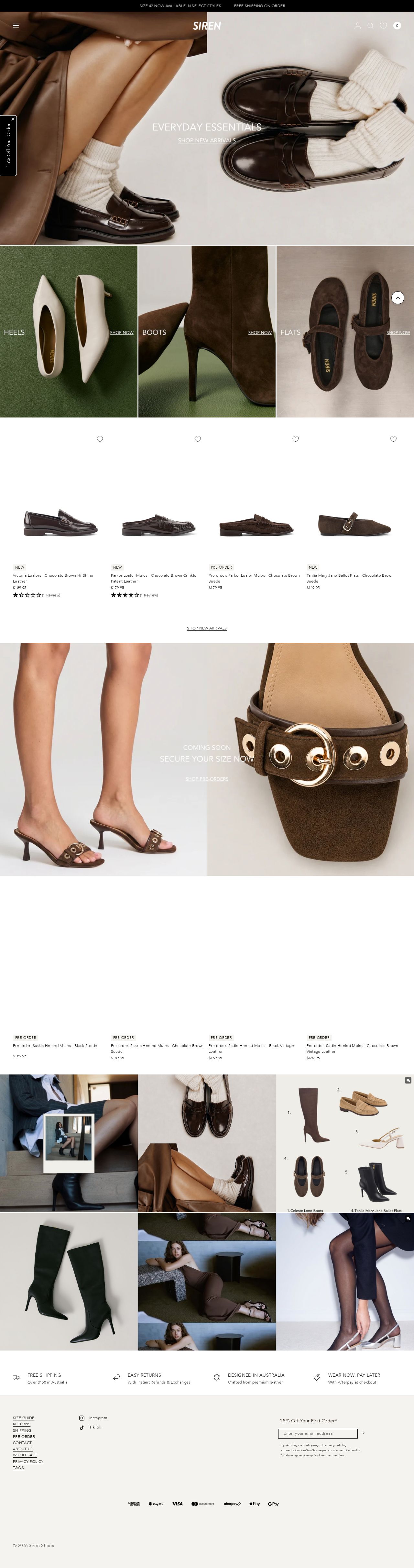 Siren Shoes website