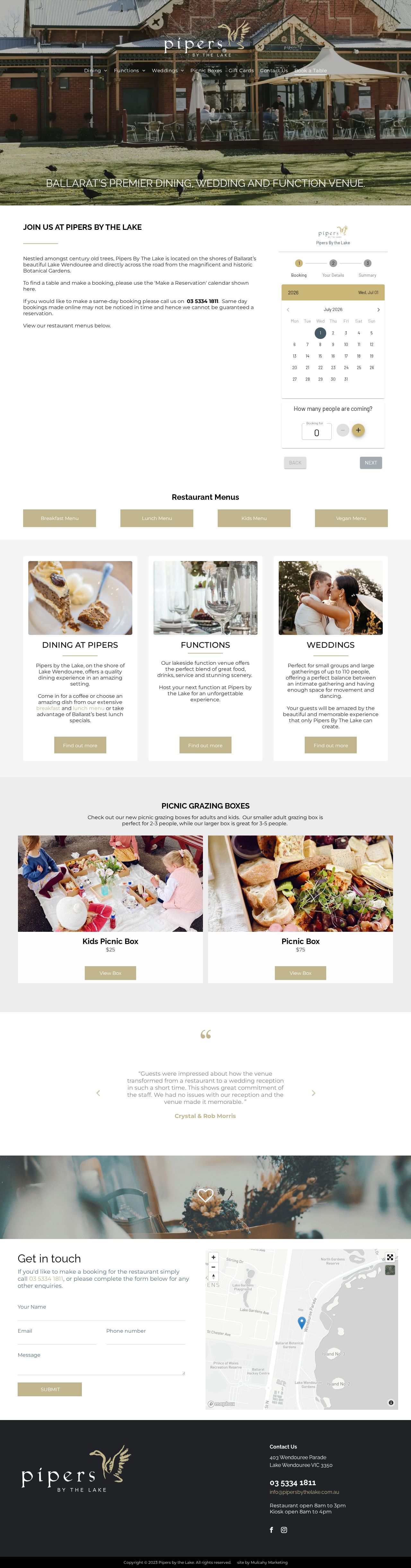 Pipers by the Lake website
