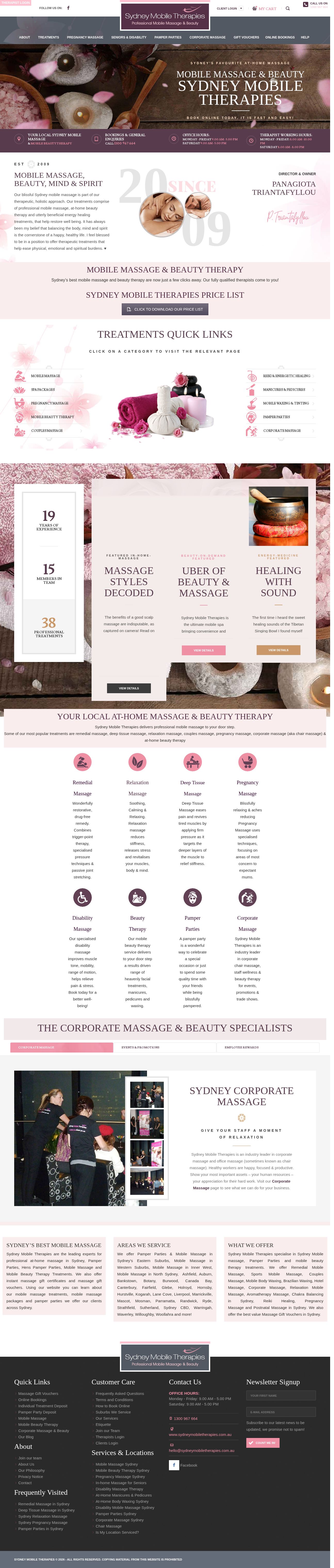 Mobile Massage, Pamper Parties, Couples Massage, Beauty Therapy, Corporate Massage - Sydney Mobile Therapies website
