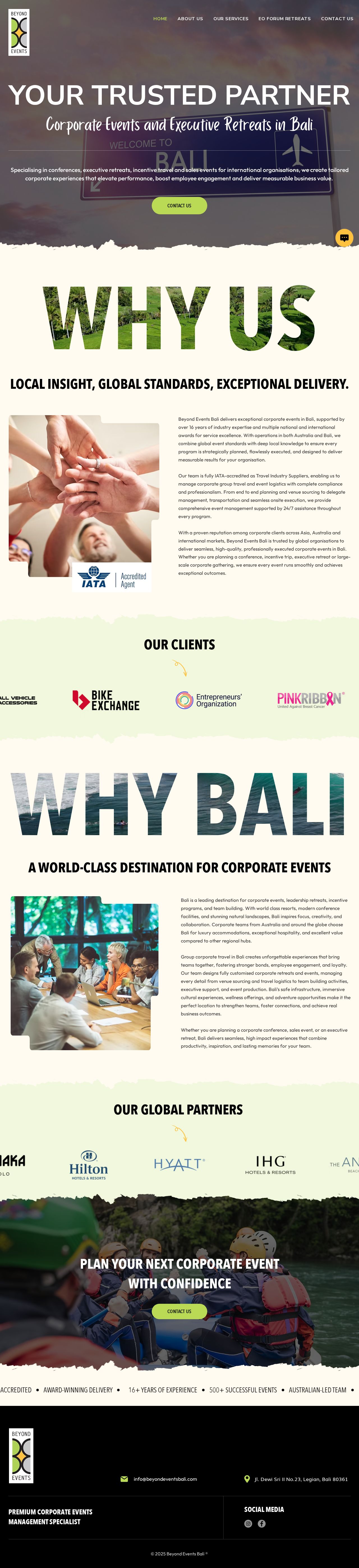 Beyond Events Bali website