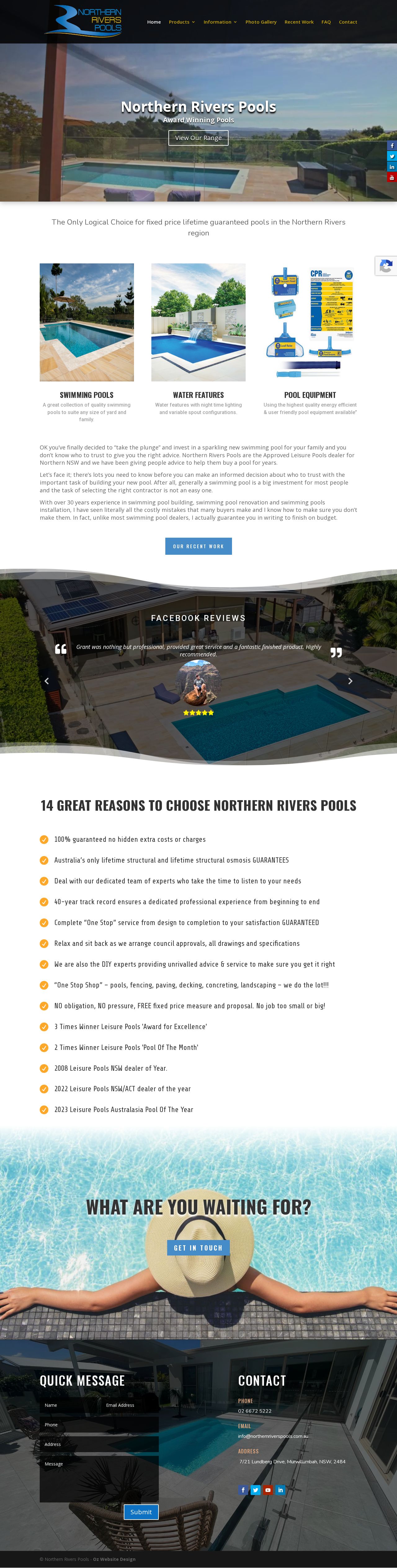 Northern Rivers Pools website