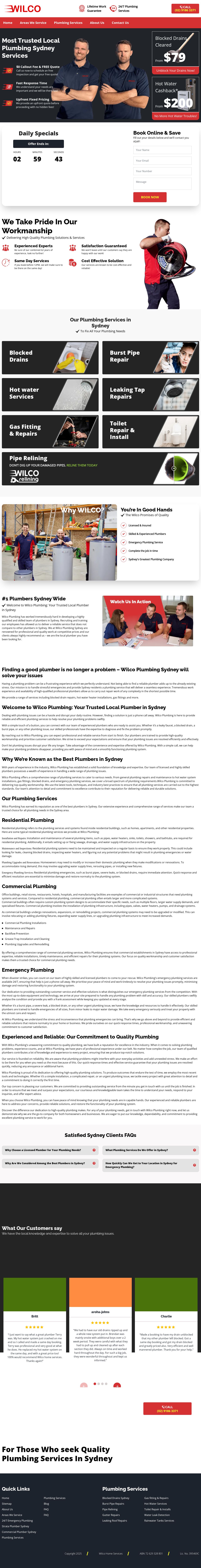 Wilco Plumbers Sydney website
