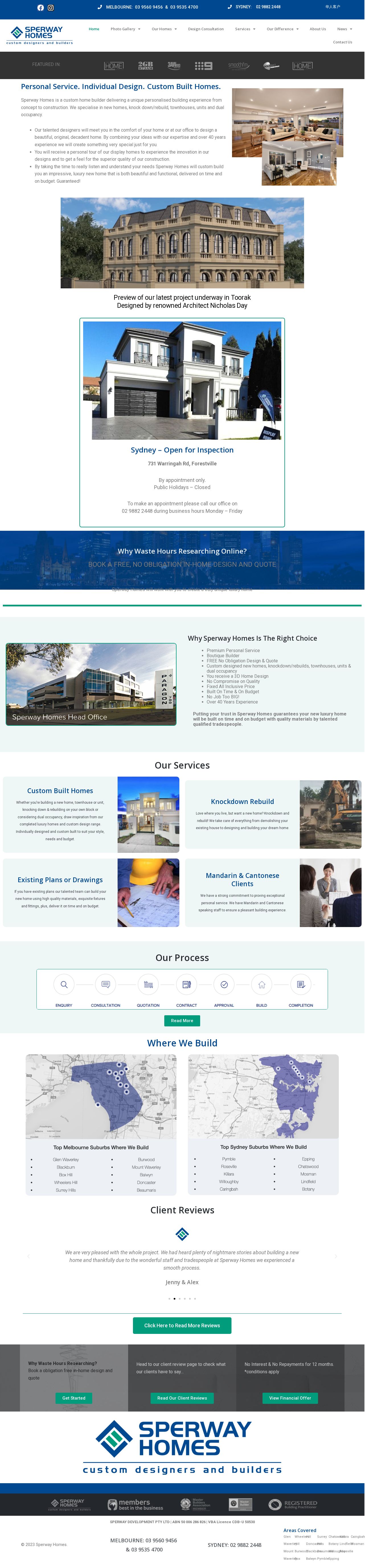 Sperway Homes - Designers and Builders website