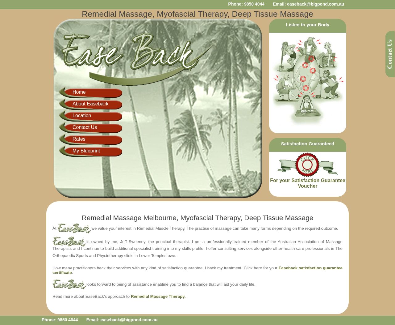 Get a relaxing massage Melbourne - EaseBack website