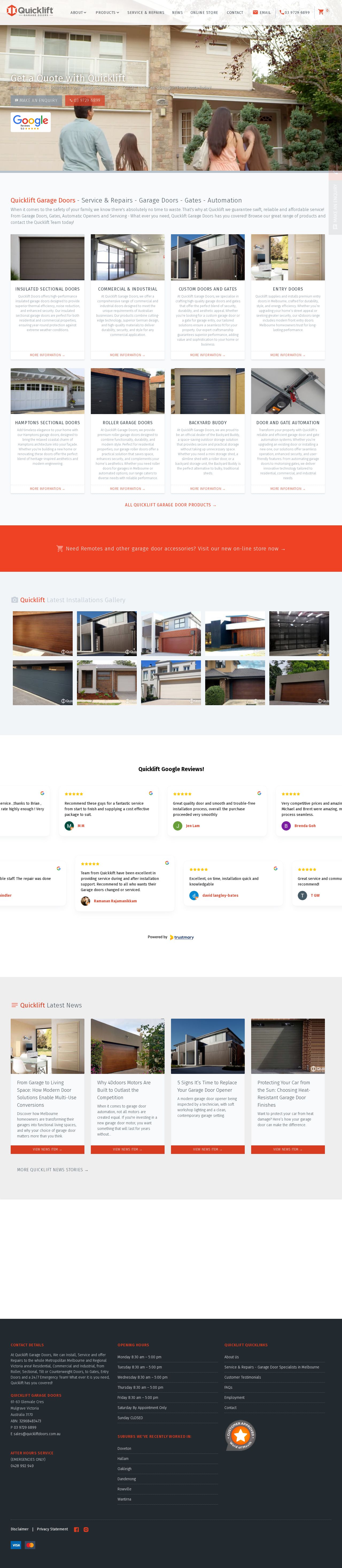 Quicklift Garage Doors website