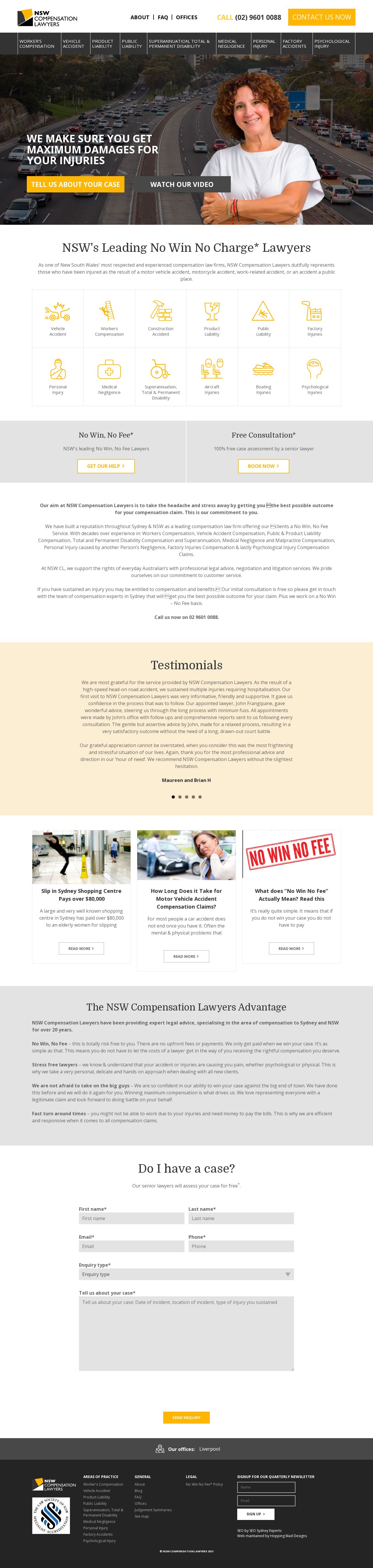 NSW Compensation Lawyers website